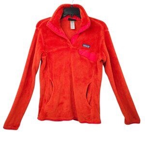 Patagonia Re Tool Snap T Pullover Womens Size L Orange Fleece Long Sleeve